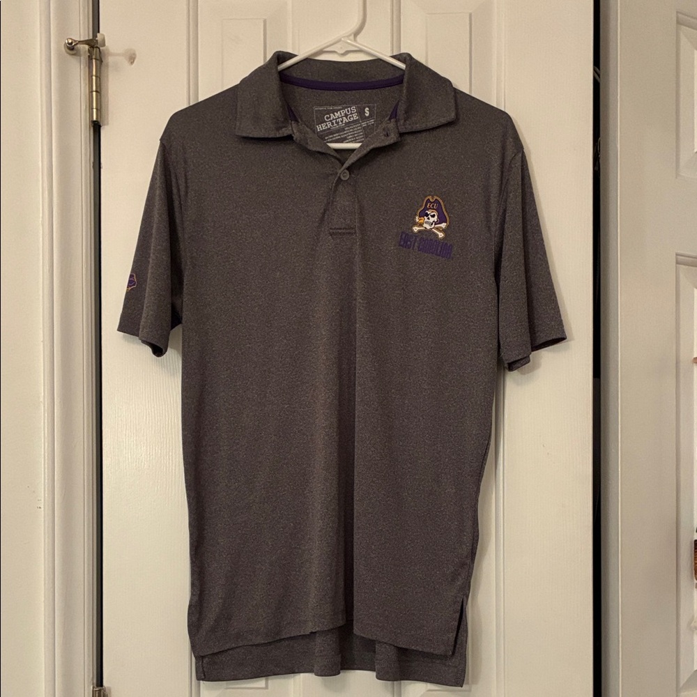 ECU gray polo shirt